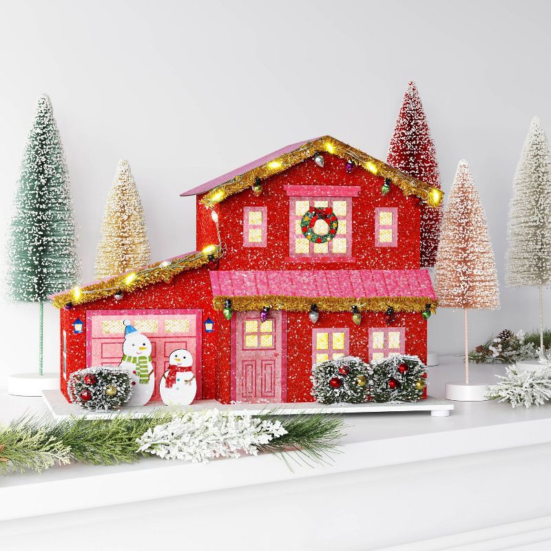 slide 2 of 3, Christmas Glitter House Red - Wondershop™, 1 ct