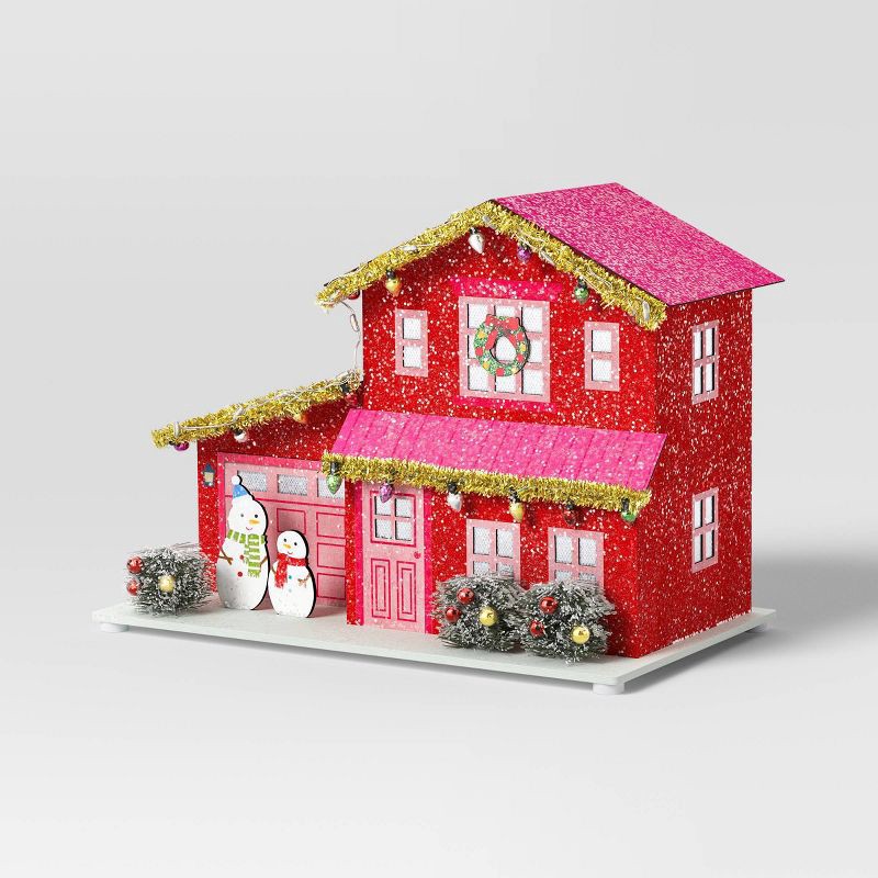 slide 3 of 3, Christmas Glitter House Red - Wondershop™, 1 ct