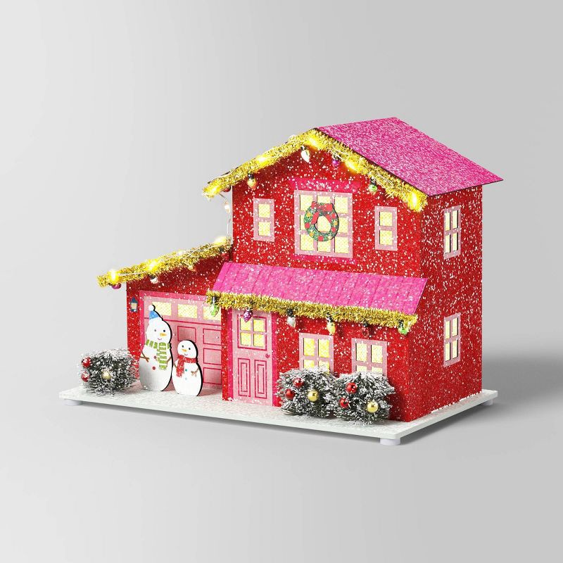 slide 1 of 3, Christmas Glitter House Red - Wondershop™, 1 ct