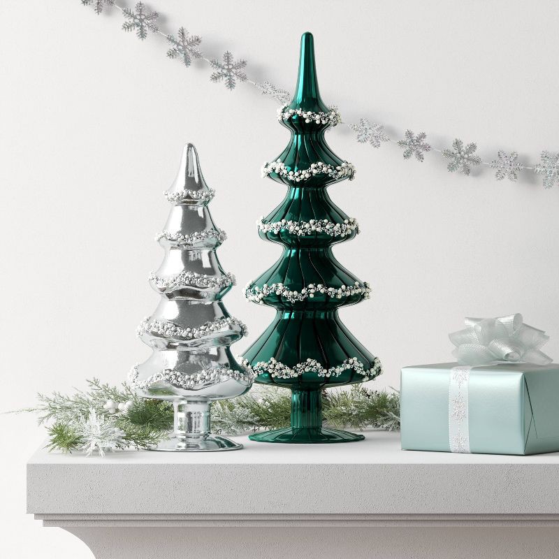slide 2 of 3, 14.75" Christmas Glass Tree Green - Wondershop™, 1 ct