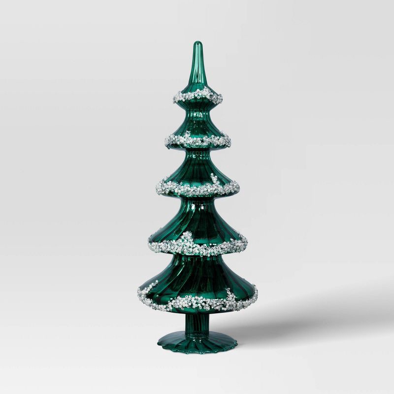 slide 1 of 3, 14.75" Christmas Glass Tree Green - Wondershop™, 1 ct