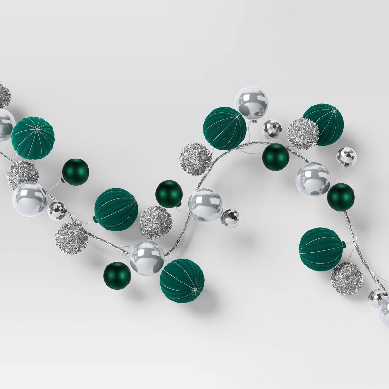 slide 3 of 3, Christmas Flocked and Glitter Shine Garland - Wondershop™, 1 ct