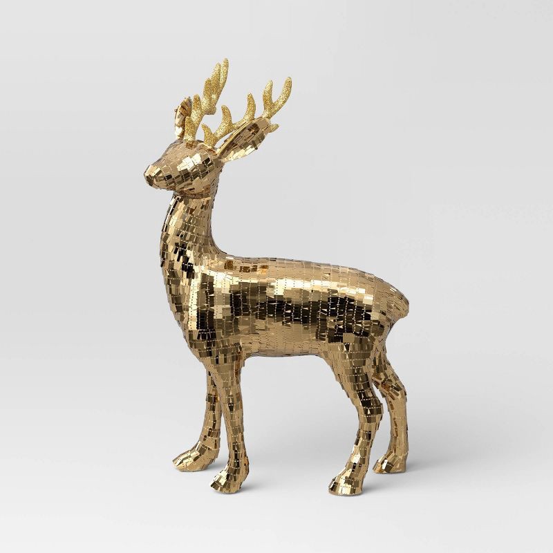 slide 1 of 3, Christmas Sequin Standing Deer Decor Gold - Wondershop™, 1 ct
