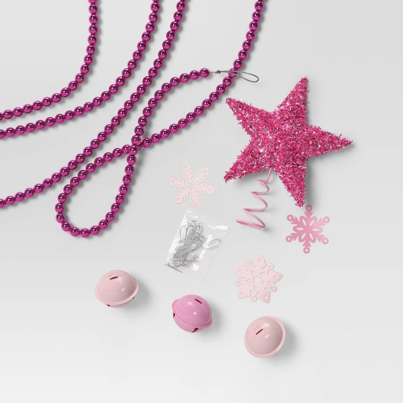 slide 1 of 4, 12pc Christmas Mini Tree Decor Trim Set Pink - Wondershop™, 12 ct