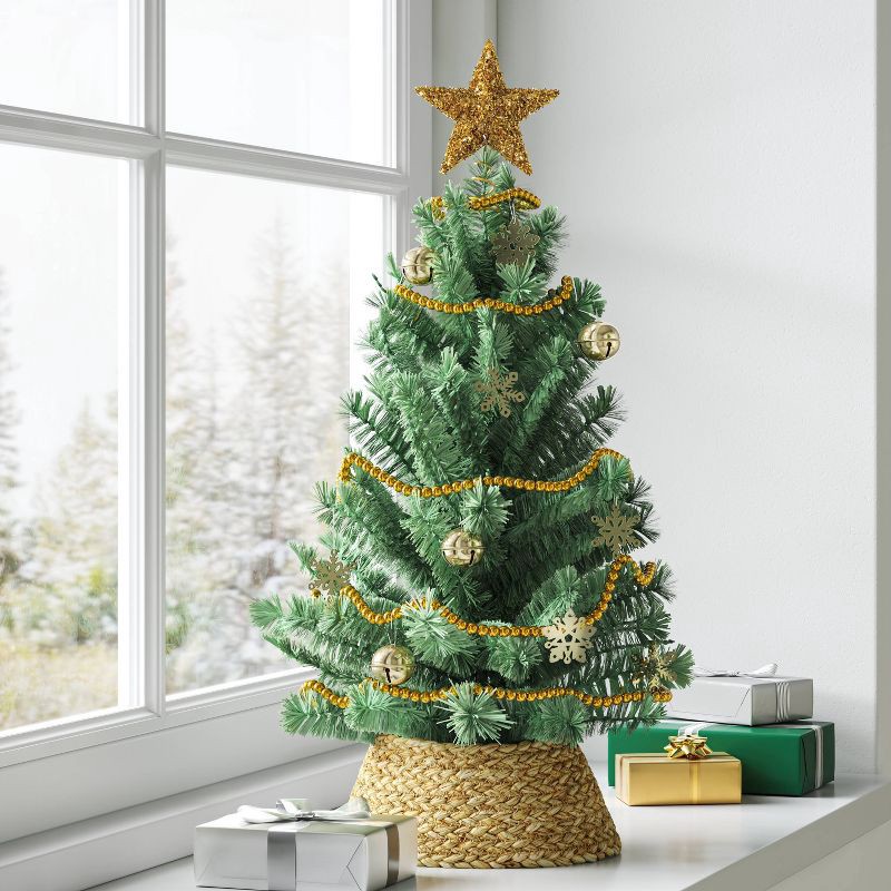 slide 2 of 4, 12pc Christmas Mini Tree Decor Trim Set Gold - Wondershop™, 12 ct