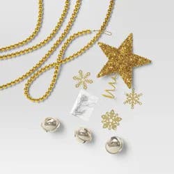 12pc Christmas Mini Tree Decor Trim Set Gold - Wondershop™