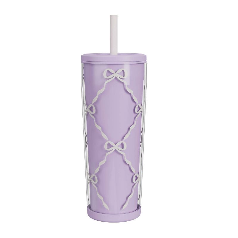 slide 2 of 5, Zak Designs 25oz Sugar Plum Ballerina Bows Plastic Straw Tumbler, 25 oz