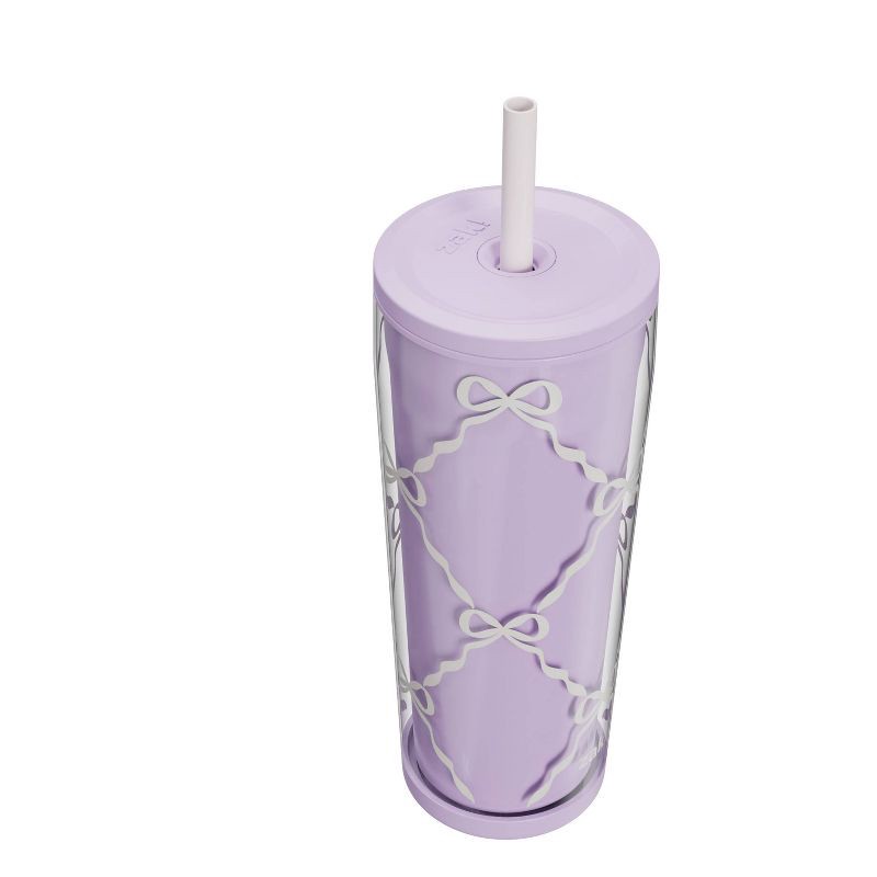 slide 3 of 5, Zak Designs 25oz Sugar Plum Ballerina Bows Plastic Straw Tumbler, 25 oz