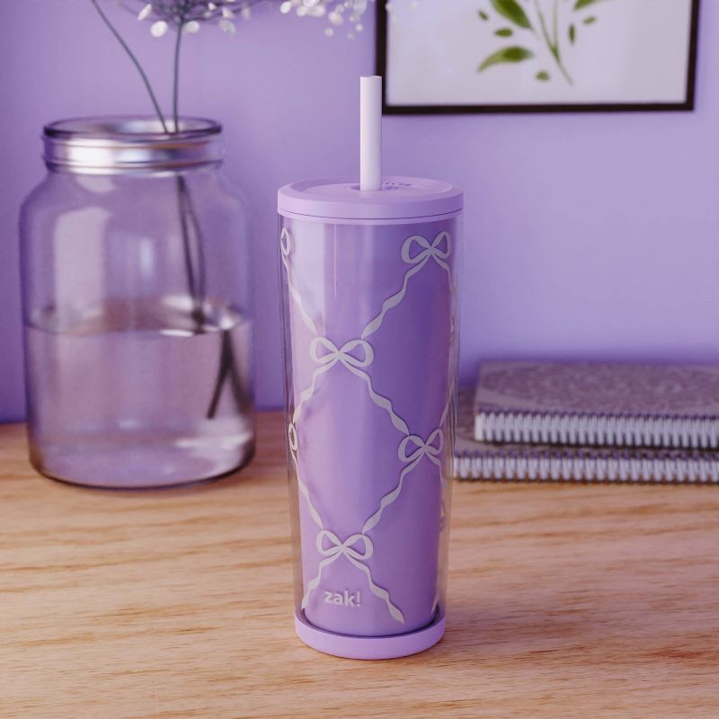 slide 4 of 5, Zak Designs 25oz Sugar Plum Ballerina Bows Plastic Straw Tumbler, 25 oz