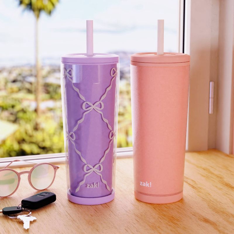 slide 5 of 5, Zak Designs 25oz Sugar Plum Ballerina Bows Plastic Straw Tumbler, 25 oz