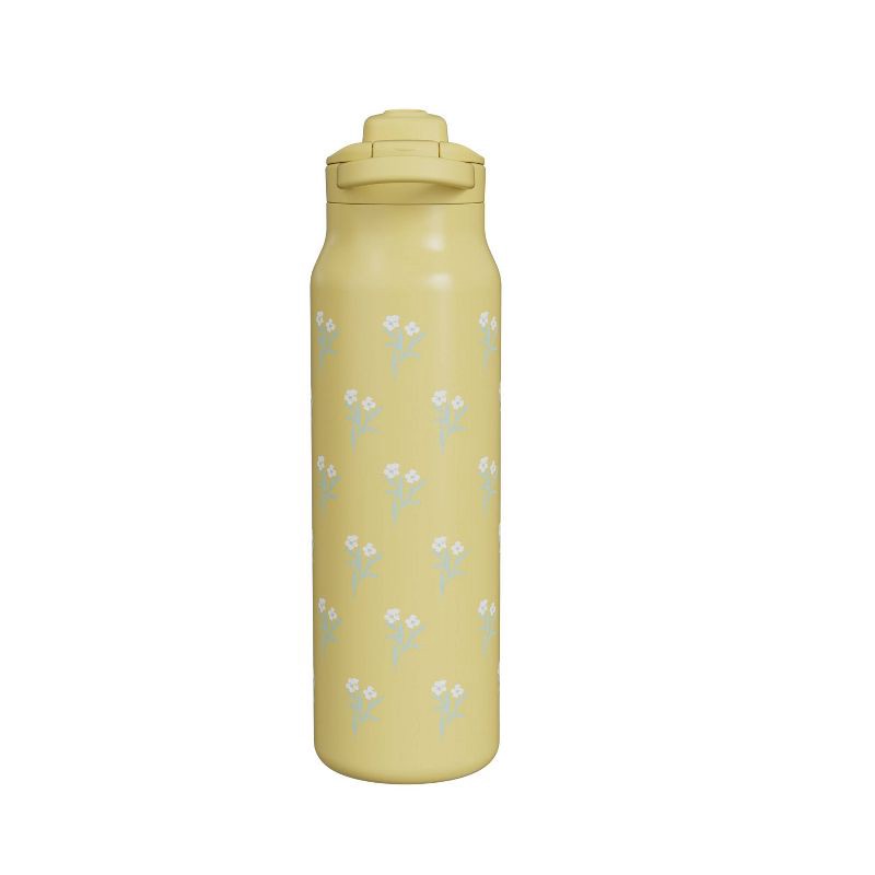 slide 2 of 6, Zak Designs 24oz Vanilla Posy Stainless Steel Manual Chug Bottle Yellow, 24 oz