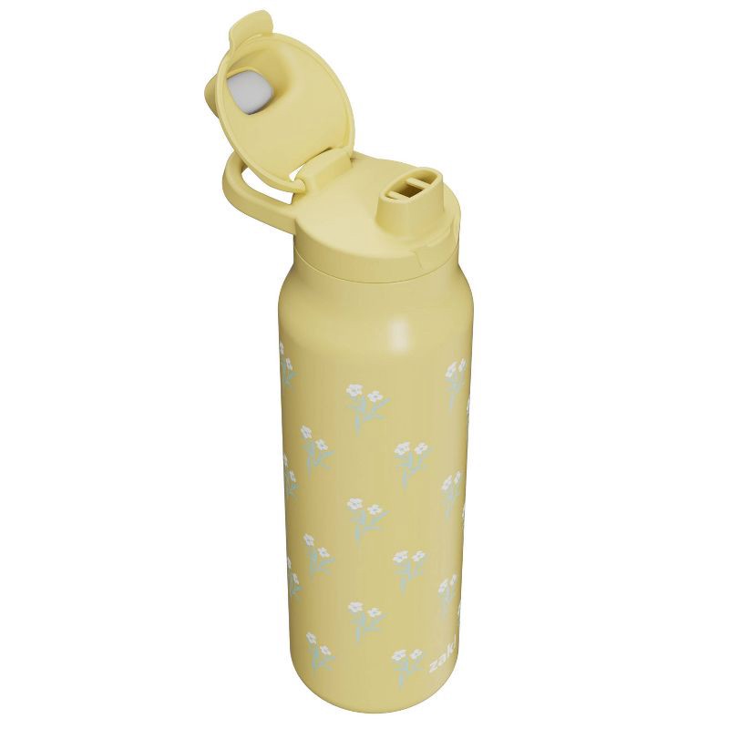 slide 4 of 6, Zak Designs 24oz Vanilla Posy Stainless Steel Manual Chug Bottle Yellow, 24 oz
