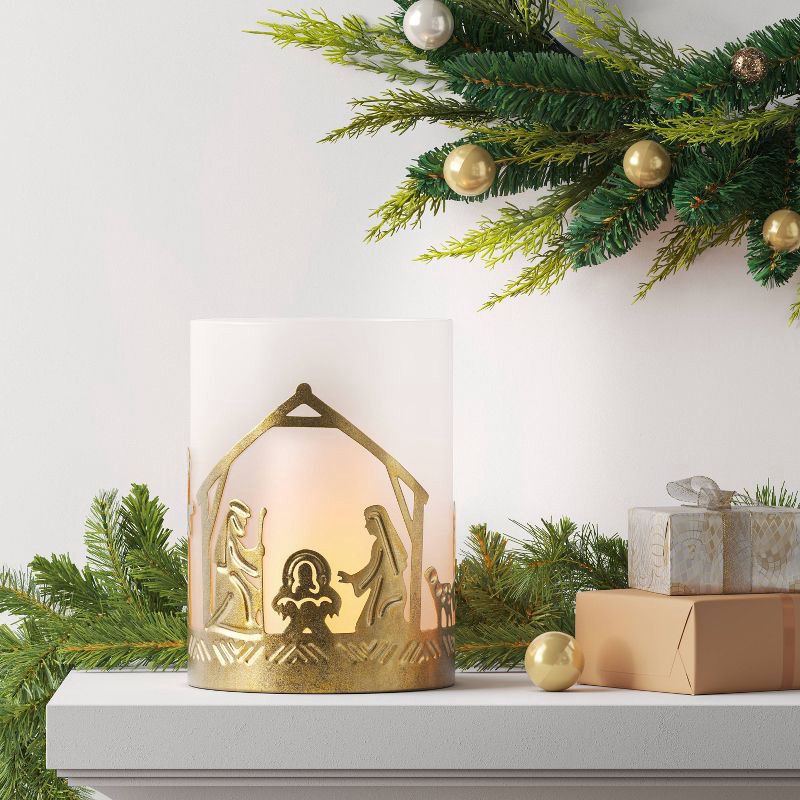 slide 2 of 3, Christmas Metal Gold Nativity Candle Holder - Wondershop™, 1 ct