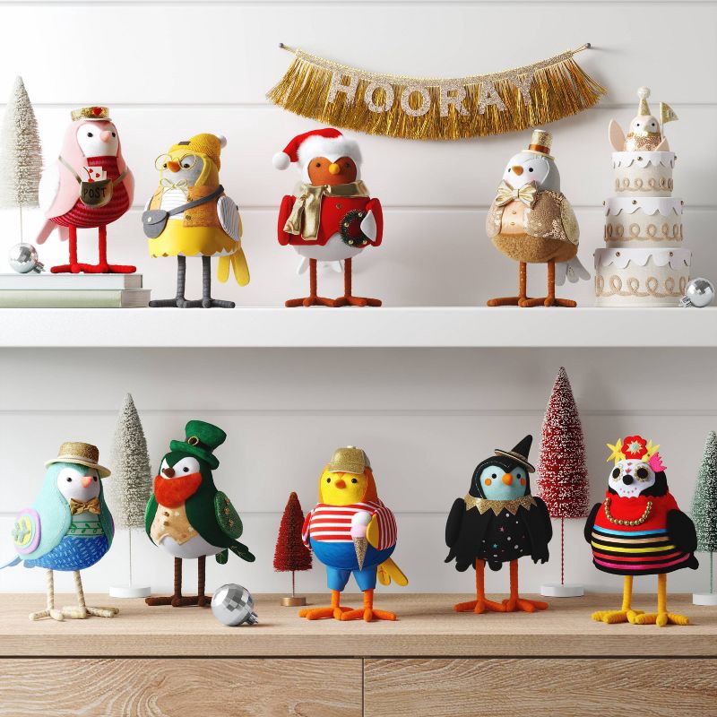 slide 2 of 6, 10pc Featherly Friends™ 2025 Anniversary Collection Christmas Bird Figurine Set - Wondershop™, 10 ct