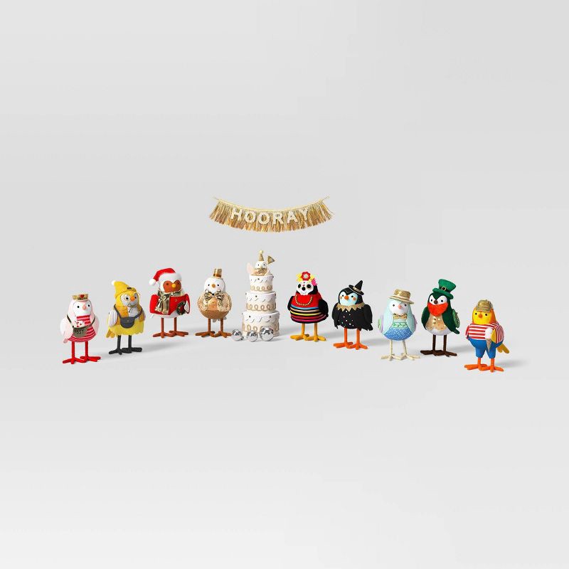 slide 1 of 6, 10pc Featherly Friends™ 2025 Anniversary Collection Christmas Bird Figurine Set - Wondershop™, 10 ct