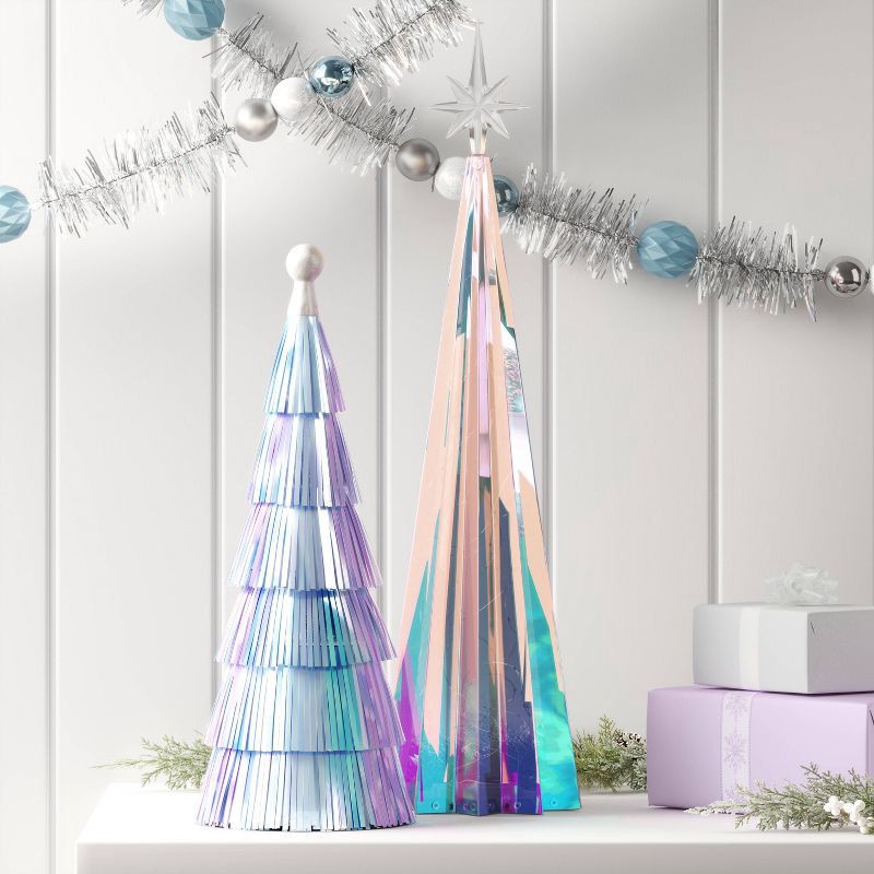 slide 2 of 3, 12" Christmas Tinsel Tree Decor Iridescent - Wondershop™, 1 ct