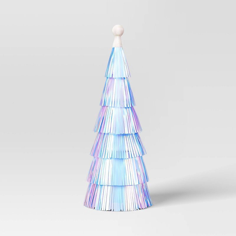 slide 1 of 3, 12" Christmas Tinsel Tree Decor Iridescent - Wondershop™, 1 ct