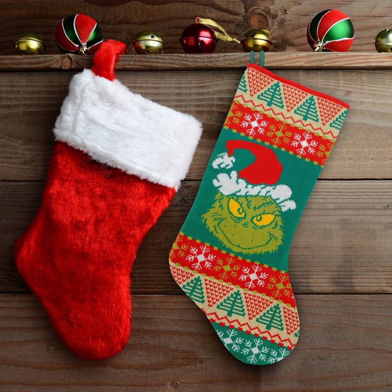 slide 3 of 3, Dr. Seuss 20" Knit Stocking Grinch, 1 ct