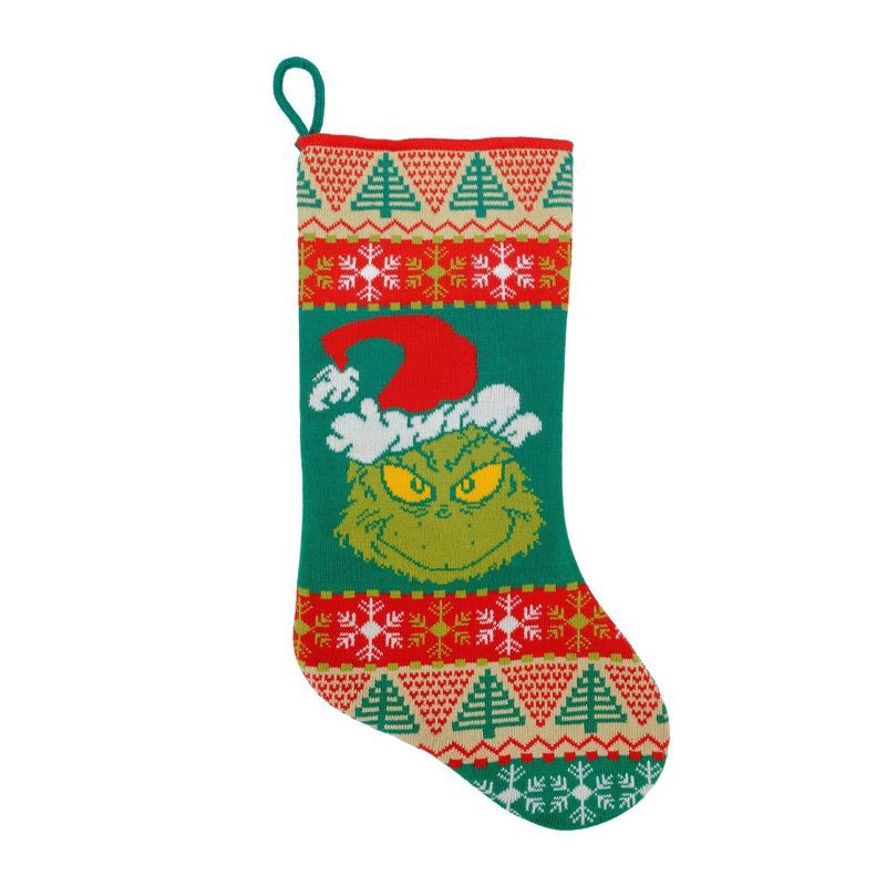 slide 1 of 3, Dr. Seuss 20" Knit Stocking Grinch, 1 ct