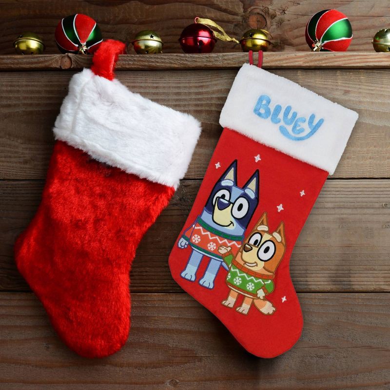 slide 3 of 3, BBC 20" Fur Cuff Stocking Bluey, 1 ct