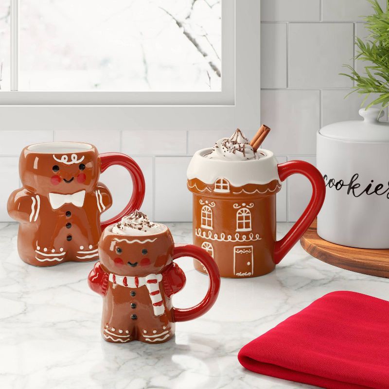 slide 2 of 3, 14.5 fl oz Christmas Figural Gingerbread Man Mug - Wondershop™, 14.5 fl oz