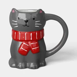 13oz Christmas Figural Cat Mug with Scarf - Wondershop™
