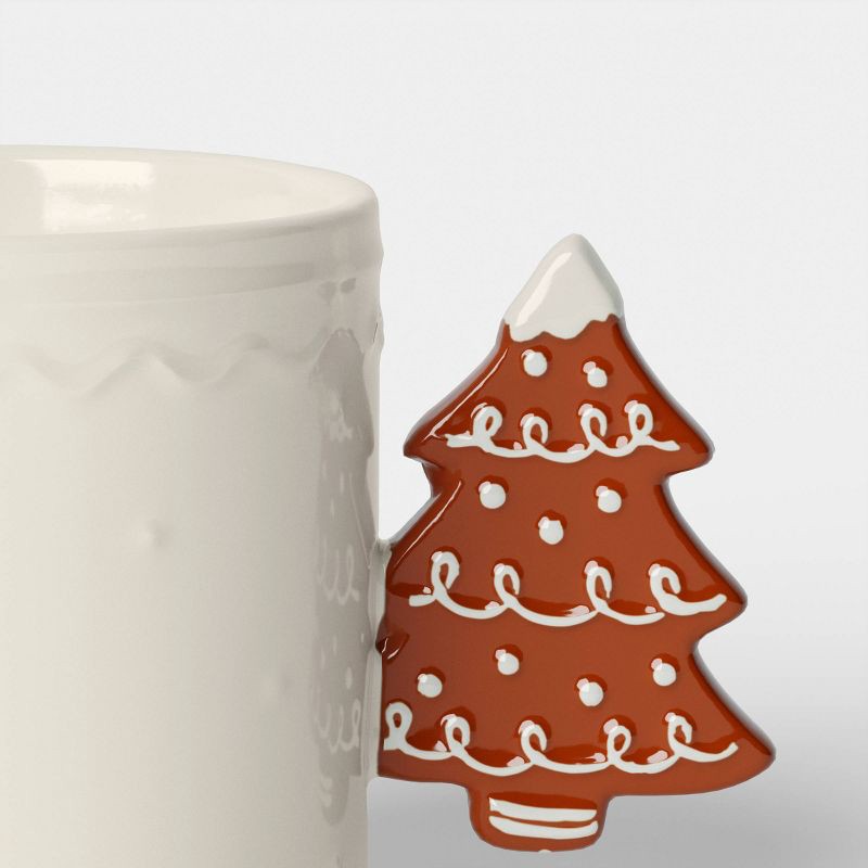 slide 3 of 3, 15.5 fl oz Stoneware Christmas Tree Handle Mug Ivory - Wondershop™, 15.5 fl oz