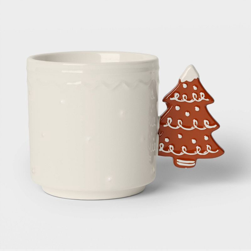 slide 1 of 3, 15.5 fl oz Stoneware Christmas Tree Handle Mug Ivory - Wondershop™, 15.5 fl oz