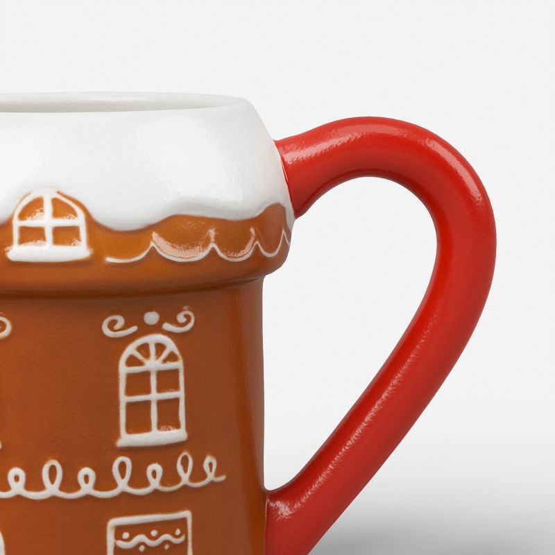slide 3 of 3, 15.8 fl oz Christmas Stoneware Figural Gingerbread House Mug - Wondershop™, 15.8 fl oz