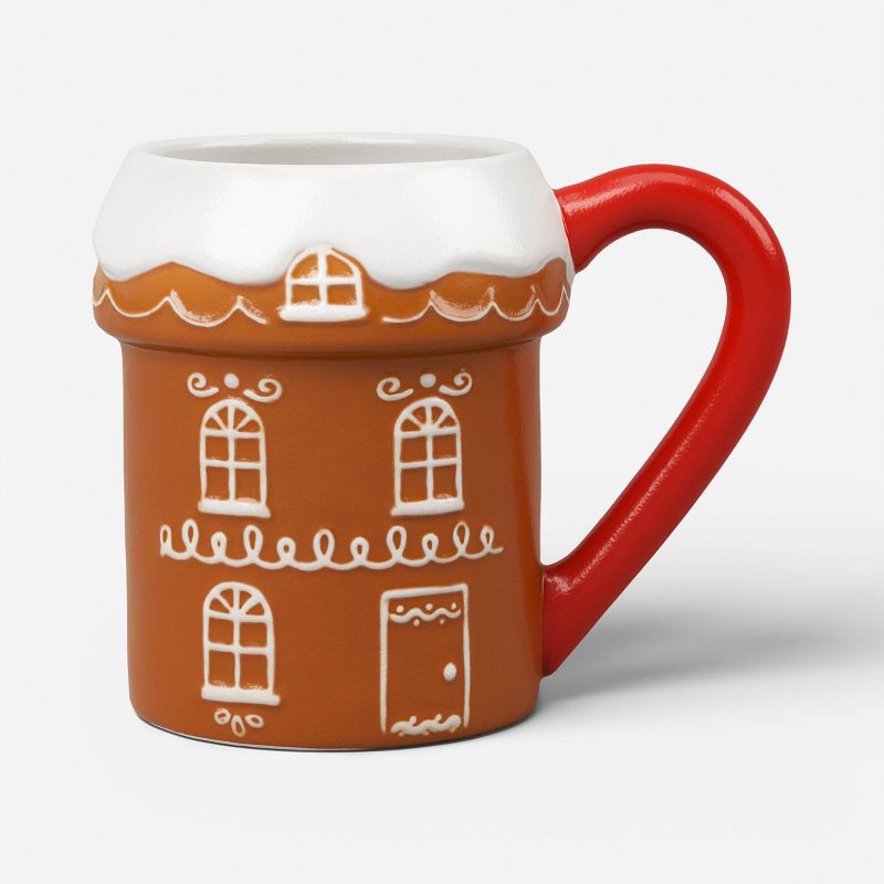 slide 1 of 3, 15.8 fl oz Christmas Stoneware Figural Gingerbread House Mug - Wondershop™, 15.8 fl oz