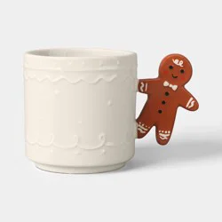15.5 fl oz Christmas Stoneware Gingerbread Man Handle Mug Ivory - Wondershop™