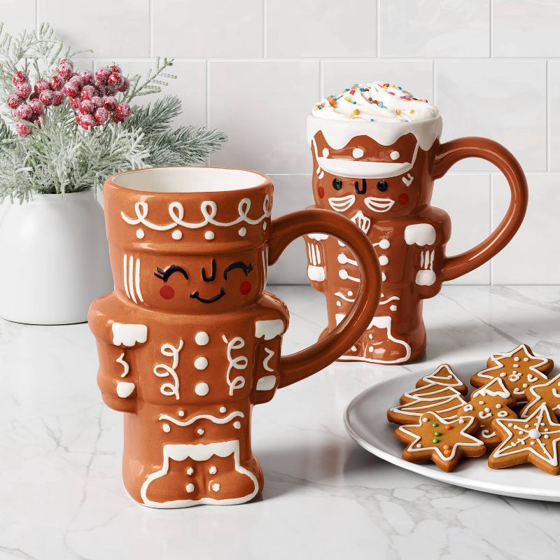 slide 2 of 3, 14.5 fl oz Stoneware Christmas Gingerbread Nutcracker Man Mug - Wondershop™, 14.5 fl oz