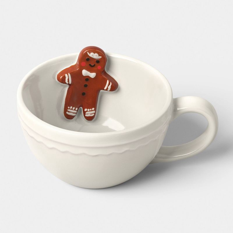 slide 3 of 4, 13 fl oz Christmas Stoneware Gingerbread Peek-a-boo Mug Ivory - Wondershop™, 13 fl oz