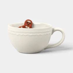 13 fl oz Christmas Stoneware Gingerbread Peek-a-boo Mug Ivory - Wondershop™