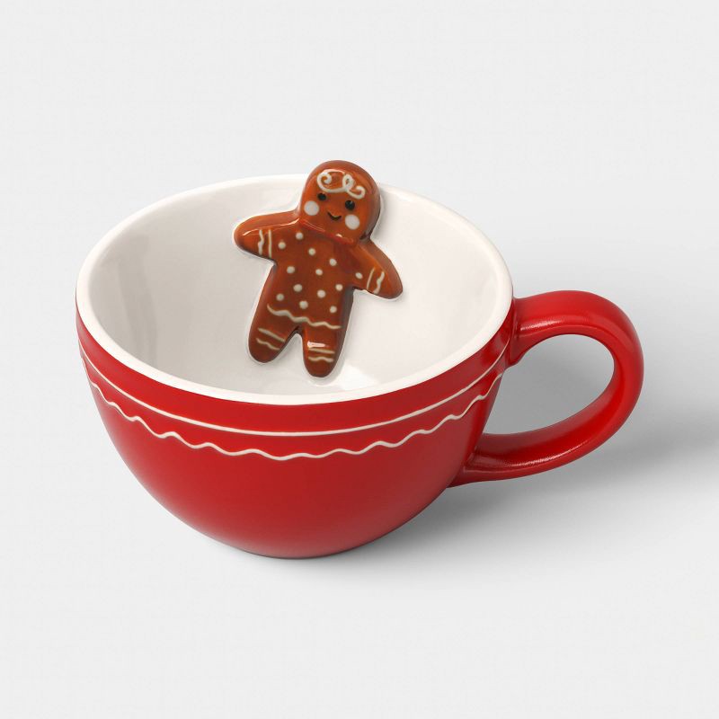 slide 3 of 4, 13 fl oz Christmas Stoneware Gingerbread Peek-a-boo Mug Red - Wondershop™, 13 fl oz
