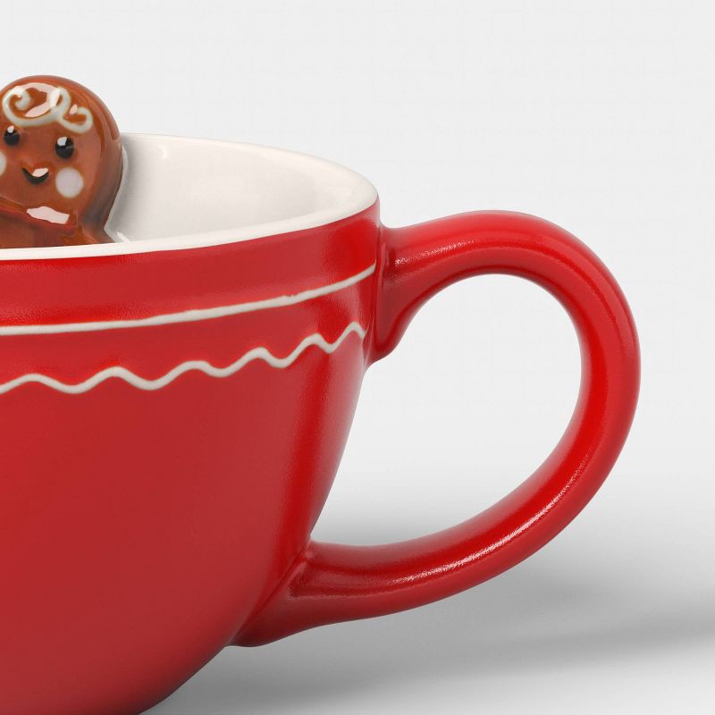 slide 4 of 4, 13 fl oz Christmas Stoneware Gingerbread Peek-a-boo Mug Red - Wondershop™, 13 fl oz