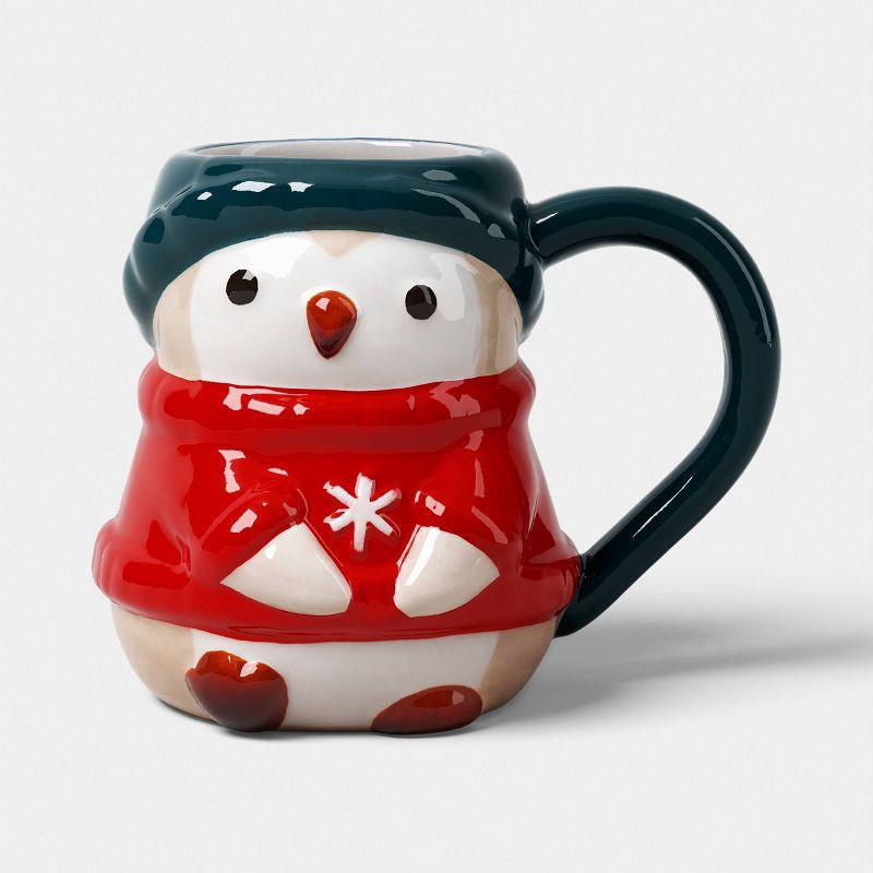 slide 1 of 3, 8 fl oz Christmas Earthenware Figural Penguin Mini Mug - Wondershop™, 8 fl oz