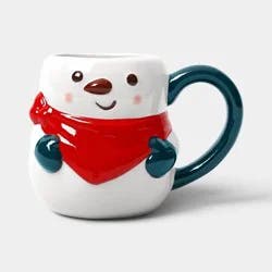 8 fl oz Christmas Earthenware Figural Snowman Mini Mug - Wondershop™