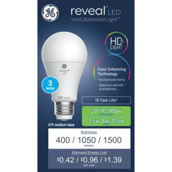 GE Household Lighting GE Reveal LED 3-Way Bulb A19 New Light Bulb