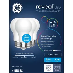 GE Household Lighting GE 4pk 60W A19 Reveal Light Bulbs