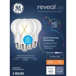 GE Household Lighting GE 40W 4pk Reveal LED Bulb Clear A19 New