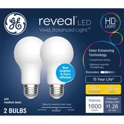 GE Household Lighting GE 2pk Reveal LED 100W Bulb A21 New