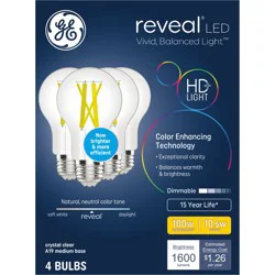 GE Household Lighting GE 4pk 100W Reveal LED Bulb Clear A19 New