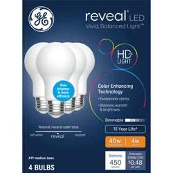 GE Household Lighting GE 4pk Reveal LED 40W Frosted Bulb A19 New