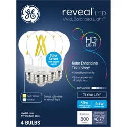 GE Household Lighting GE 4pk Reveal LED Color Select 60W A19 New