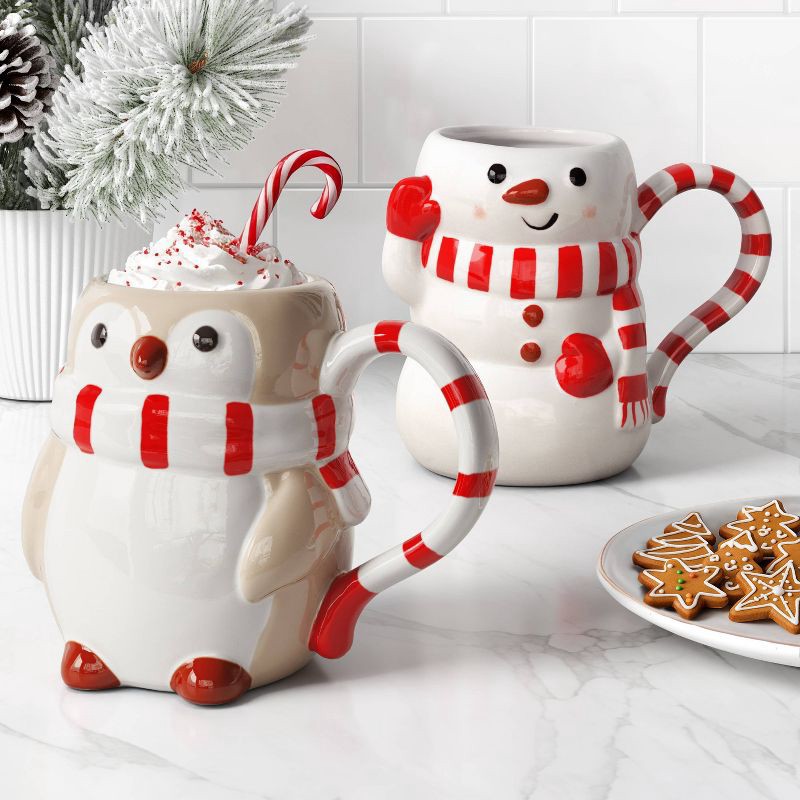 slide 2 of 3, 16 fl oz Christmas Earthenware Figural Penguin Mug - Wondershop™, 16 fl oz