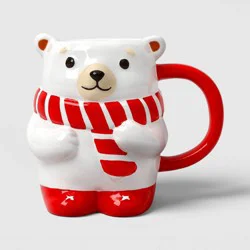 16 fl oz Christmas Earthenware Figural Polar Bear Mug - Wondershop™