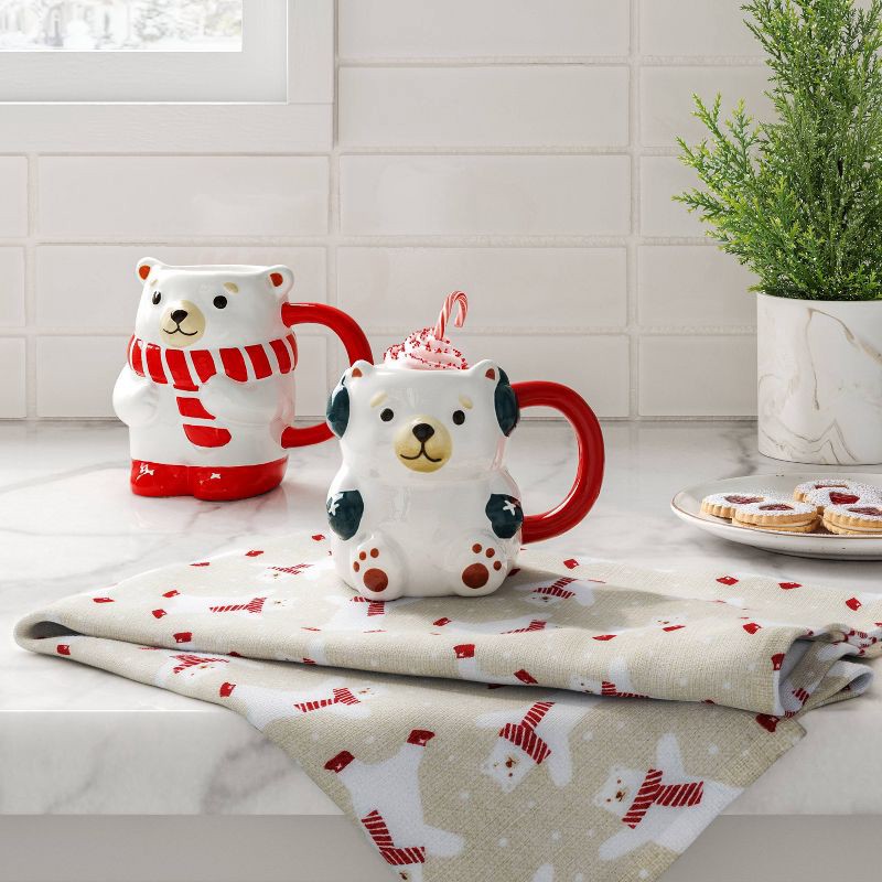 slide 2 of 3, 8 fl oz Christmas Earthenware Figural Polar Bear Mini Mug - Wondershop™, 8 fl oz
