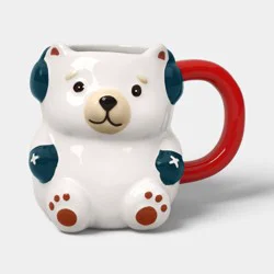 8 fl oz Christmas Earthenware Figural Polar Bear Mini Mug - Wondershop™