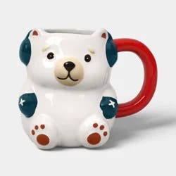 8 fl oz Christmas Earthenware Figural Polar Bear Mini Mug - Wondershop™